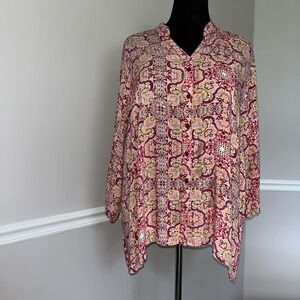 Blair Floral Print Button Up Blouse‎ Size 2XL